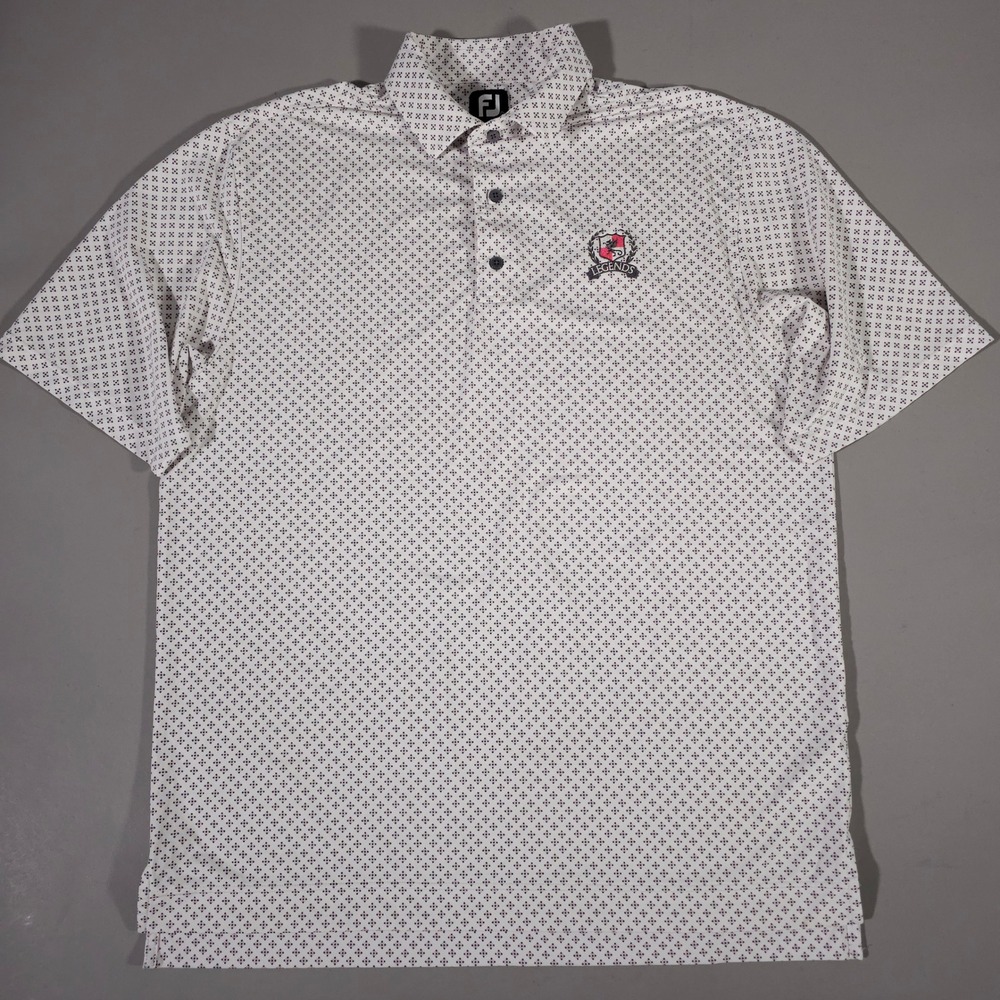 FootJoy Polo Mens Large White Geometric Legends Performance Golf Shirt